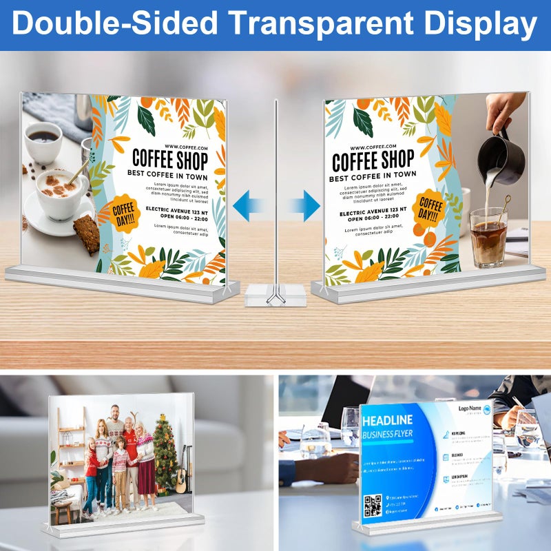 DunGu Acrylic Sign Holder 7x5,6 Pack Clear Sign Holder Double Sided Table Menu Horizontal Desktop Display Stand Paper Flyer Holder Tabletop Sign Holder Suitable for Restaurants, Office, Store, Hotels - Image 4